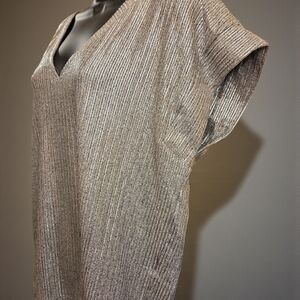 White House Black Market Women's Silver Shimmer Blouse